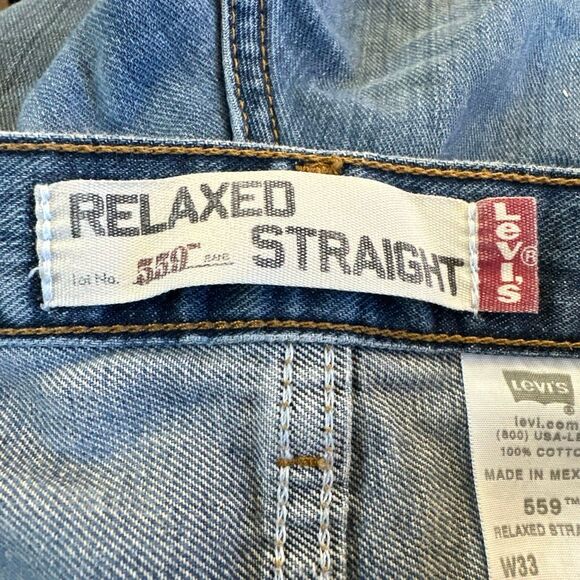 Levi’s 559 Jeans Mens 33 Relaxed Straight Denim sz W33 x L34 Blue - Picture 10 of 12